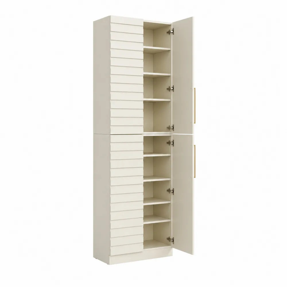 Kredens kuchenny z półkami MDF kremowy 80x40x180 cm