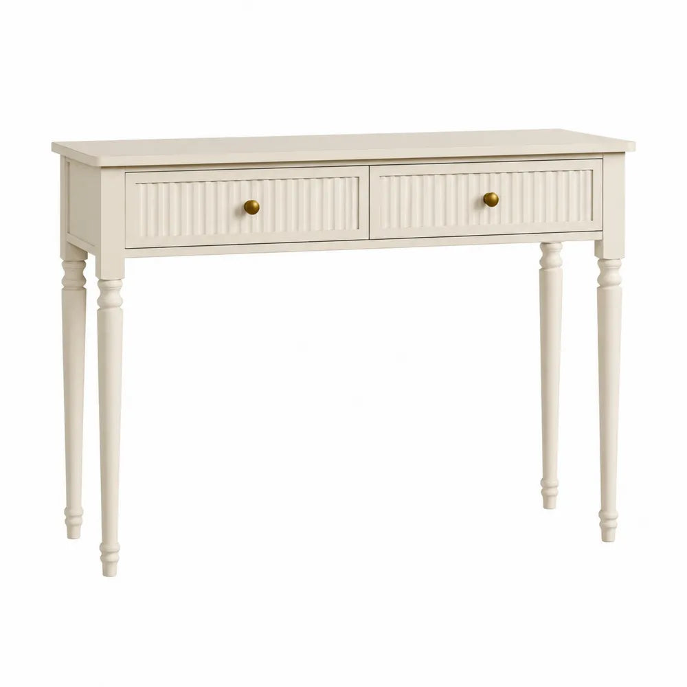 Kremowa konsola z drewna sosnowego z szufladami 120x35x75 cm