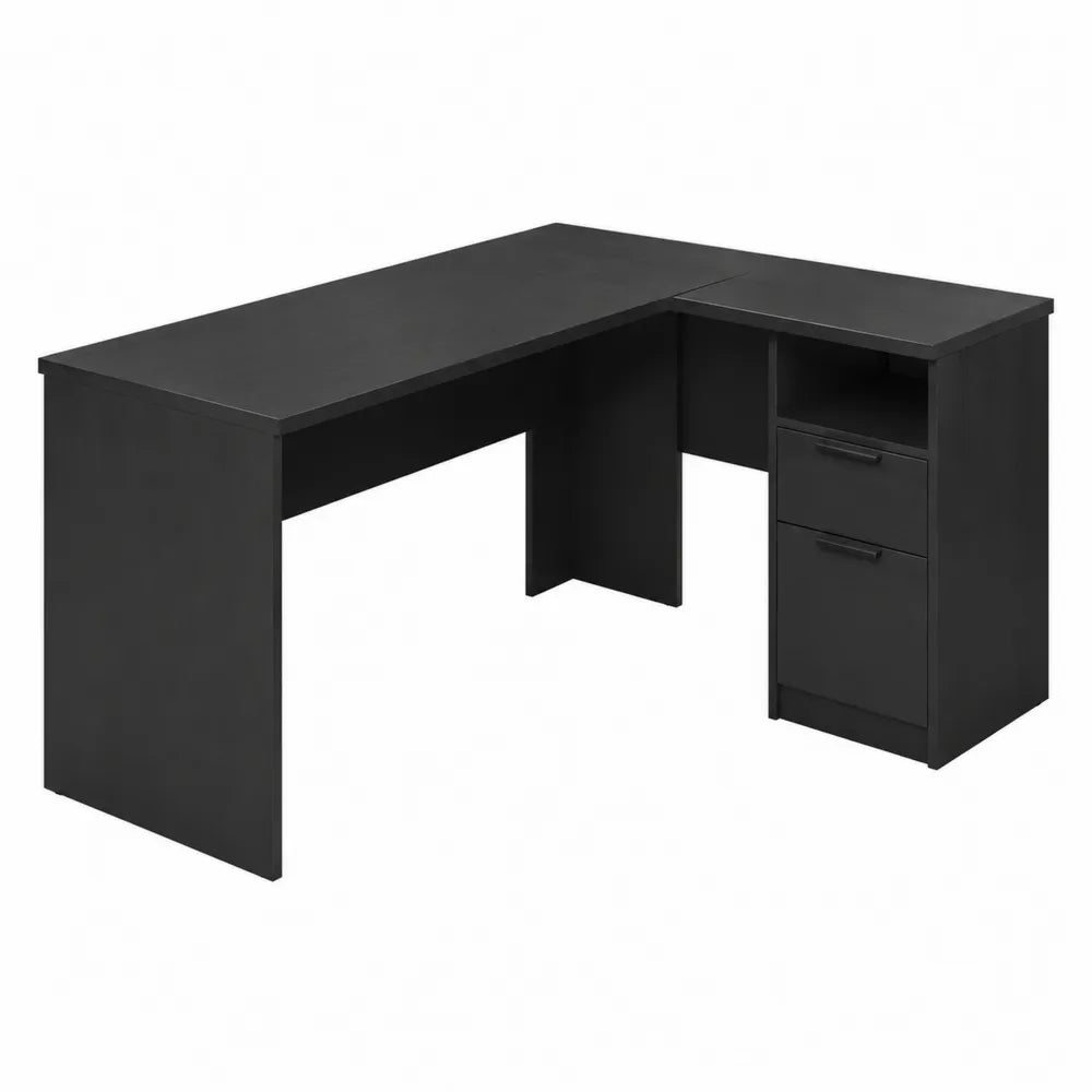 Czarne biurko narożne 150 cm x 120 cm z szafką