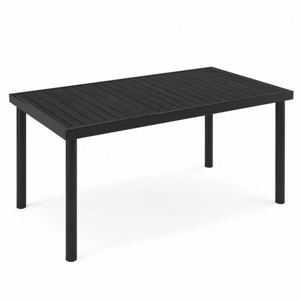 Czarny stół ogrodowy aluminiowy 150x90x75 cm