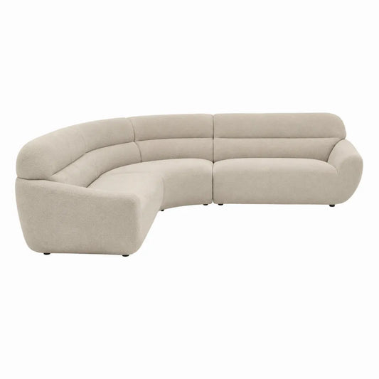 Sofa narożna modułowa 5-osobowa, tkanina poliestrowa, beżowa