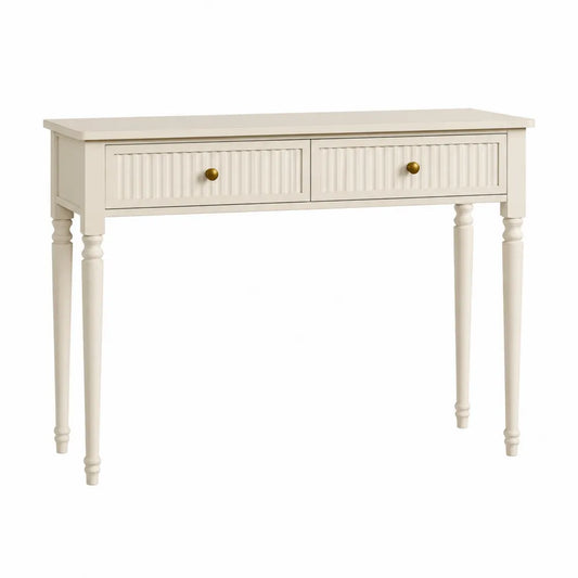 Kremowa konsola z drewna sosnowego z szufladami 120x35x75 cm