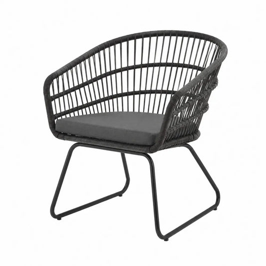 Krzesło ogrodowe metalowe z włókna syntetycznego czarne 58cm x 60cm x 78cm