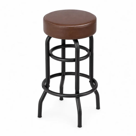 Taboret metalowy z siedziskiem z ekoskóry brązowy 76 cm