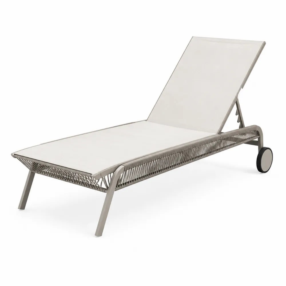 Leżak ogrodowy aluminiowy z tkaniną syntetyczną beżowy 200x75 cm