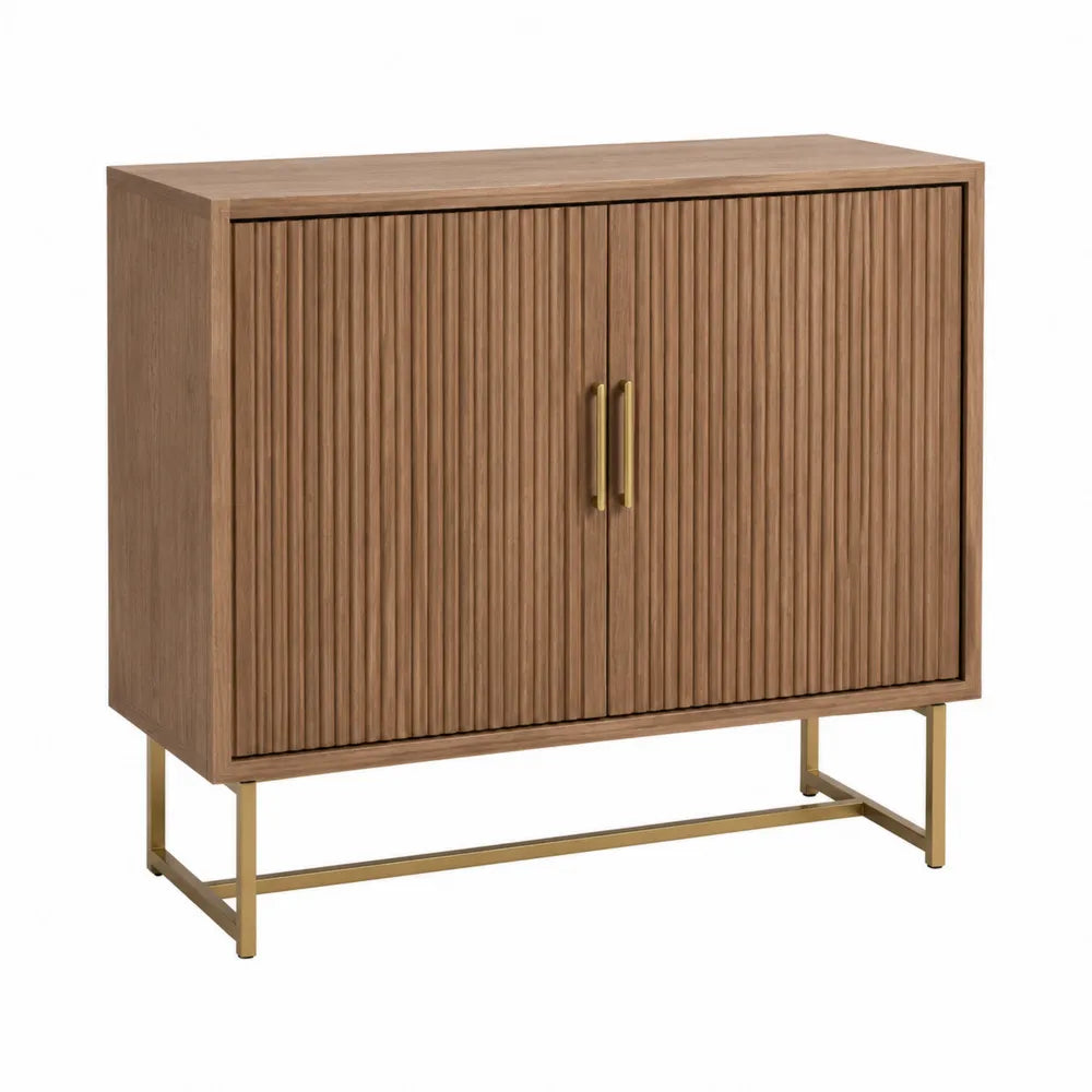 Komoda z drewna dębowego z metalowym stelażem 100x40x85 cm brązowy