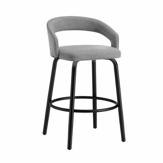 Hoker metalowy z oparciem, szary, 65 cm
