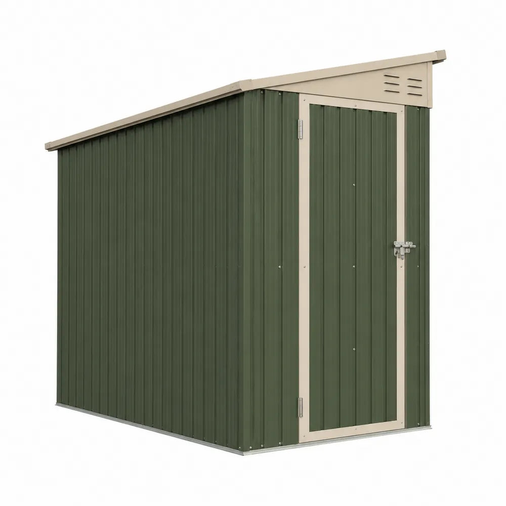 Metalowa szopa ogrodowa z blachy stalowej, zielono-kremowa, 213x130x173 cm