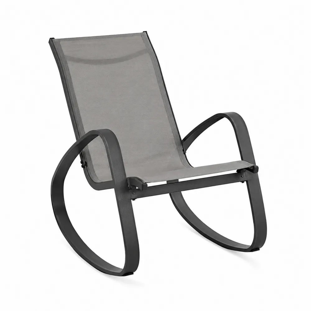 Krzesło bujane stalowe z tkaniny tekstylnej szare 120x60x80 cm