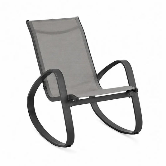 Krzesło bujane stalowe z tkaniny tekstylnej szare 120x60x80 cm