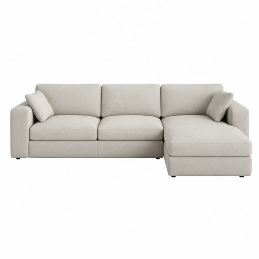 Sofa narożna modułowa z tkaniny lnianej beżowa 300cm x 220cm x 80cm