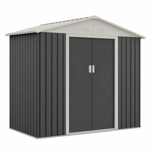 Metalowy schowek ogrodowy z ocynkowanej stali 213cm x 127cm x 185cm antracyt