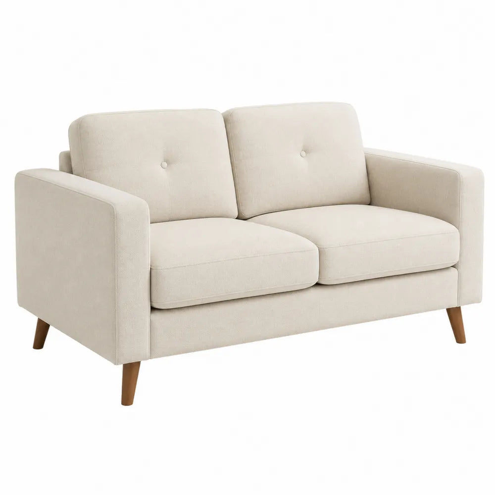 Sofa dwuosobowa beżowa z tkaniny 150 cm
