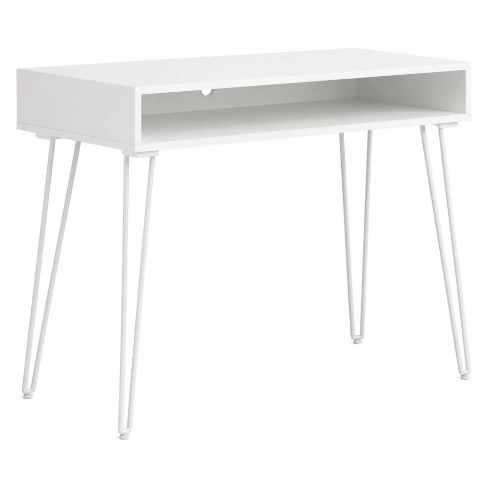 Biurko drewnopochodne z metalowymi nogami 120 cm biały
